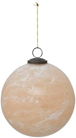 Creative Co-Op Glass Ball Ornament Marbled Nude
