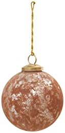 Creative Co Op Flocked Mercury Glass Ball Ornament Rose and Silver 1