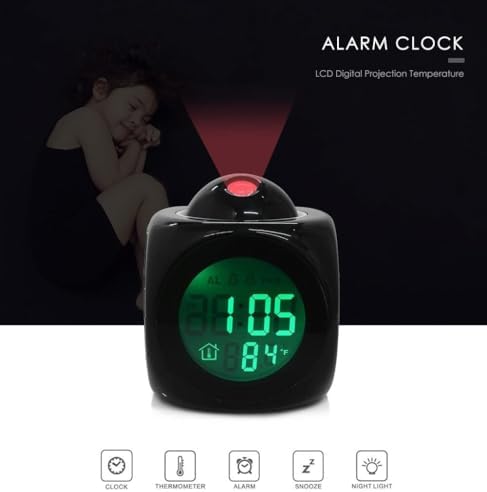 LCD Talking Projection Alarm Clock with Time and Temperature Display