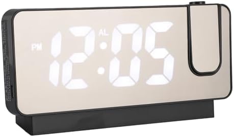 USB Rechargeable Projection Alarm Clock with LED Mirror and Snooze Function