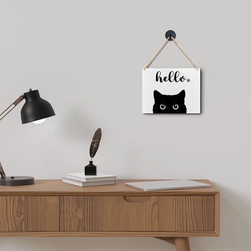 Lacosu Wall Pediment Cat Welcome Sign 10x8 Inches