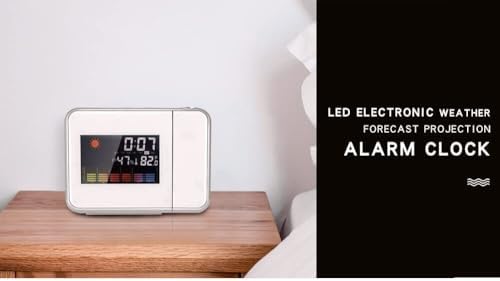Wangjissa Dntum LED Projection Alarm Clock with Weather Forecast and USB Power