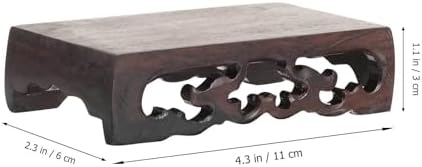 Amosfun Rectangular Wooden Display Stand for Bonsai and Decor