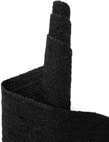 Pure Black Jute Area Rug 3x10 Feet for Living Room