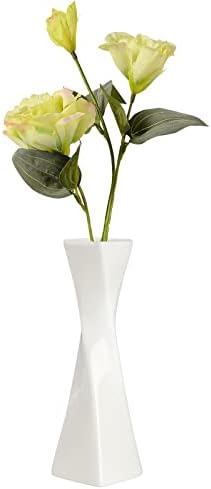 SAIURE White Small Ceramic Bud Vase for Modern Decor