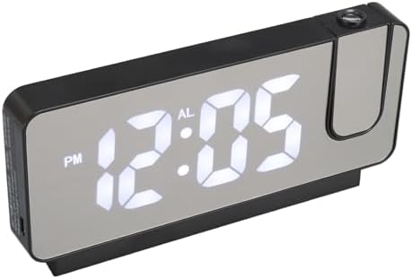 USB Rechargeable Projection Alarm Clock with LED Mirror and Snooze Function