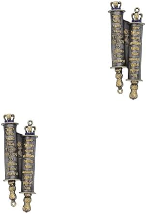 LUOZZY 2 Pcs Deep Gray Gold Lettering Mezuzah Door Plaque