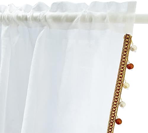 Gxi Boho Linen Sheer Curtains 2 Panels 52x96 Inch