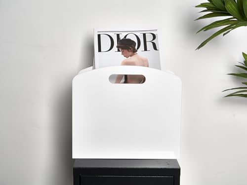 White Magazine Holder - Modern Acrylic Rack for Home