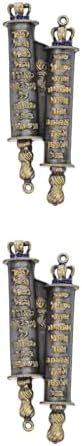LUOZZY 2 Pcs Deep Gray Gold Lettering Mezuzah Door Plaque
