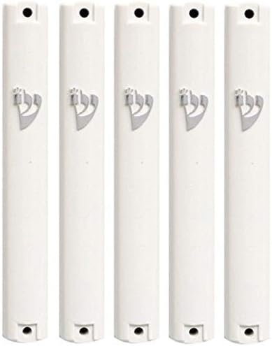 Mezuzah Case Holder Set of 5 Silver Plastic