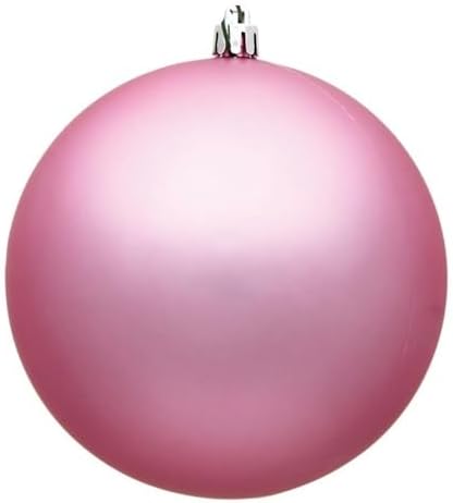 Vickerman 6 Inch Plastic Ball Ornaments Matte Pink Set of 4