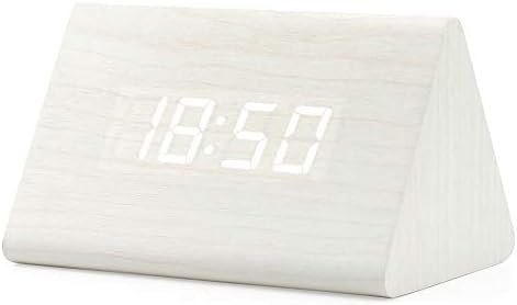 OCT17 Wooden LED Alarm Digital Desk Clock with Brightness Control