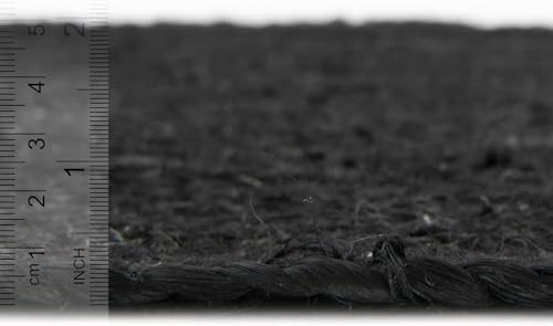 Pure Black Jute Area Rug 3x10 Feet for Living Room
