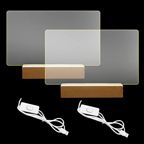 2 Pack Wooden Display Pedestal with Acrylic and LED Light