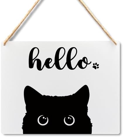 Lacosu Wall Pediment Cat Welcome Sign 10x8 Inches