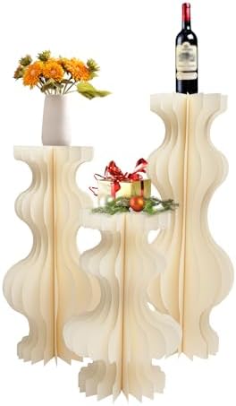 3PCs Cylinder Pedestal Stands for Party Wedding Display Set Foldable Paper Stand