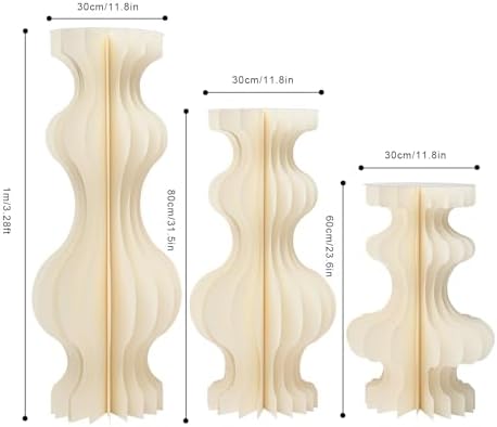 3PCs Cylinder Pedestal Stands for Party Wedding Display Set Foldable Paper Stand