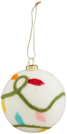 Mud Pie Wool Ball Ornament with Lights 4 12 Inch
