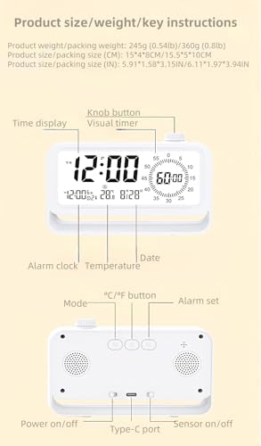 Digital Alarm Clock with Night Light and Timer