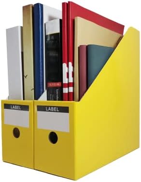 Yellow Cardboard Magazine Holder 2 Pack Desk File Organizer