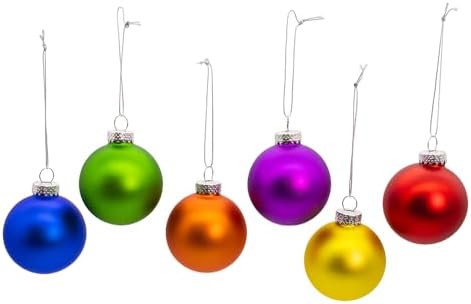 Kurt Adler 60MM Glass Rainbow Ball Ornaments Set