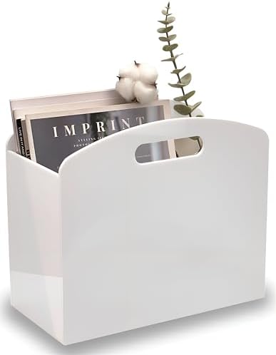 White Magazine Holder - Modern Acrylic Rack for Home