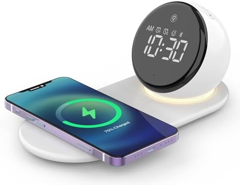 Doopo 5-in-1 Alarm Clock with Wireless Charging and Night Light