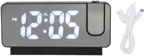 USB Rechargeable Projection Alarm Clock with LED Mirror and Snooze Function