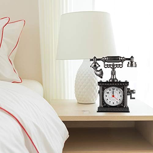 Wakauto Retro Telephone Clock Battery Powered Silence Alarm