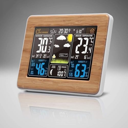 HD Weather Station with Alarm Clock and Moon Phase Display