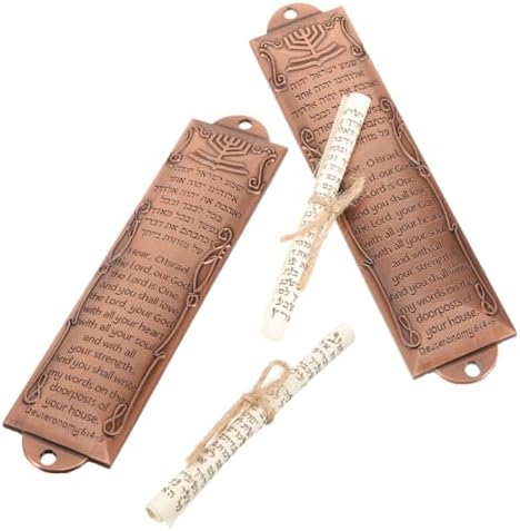 LOGOFUN 2PCS Bronze Mezuzah with Scroll Case