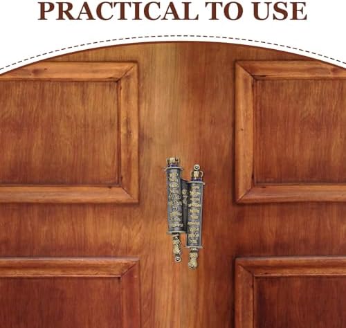 LUOZZY 2 Pcs Deep Gray Gold Lettering Mezuzah Door Plaque