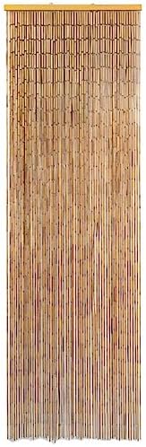 Functional Door Curtain with Wooden Bar Brown