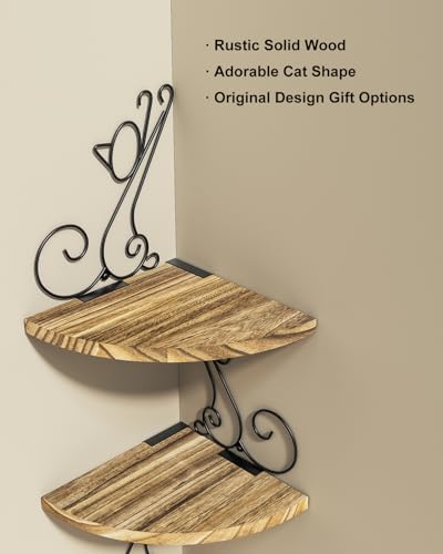 Alsonerbay 4 Tier Floating Corner Shelf in Cat Shape