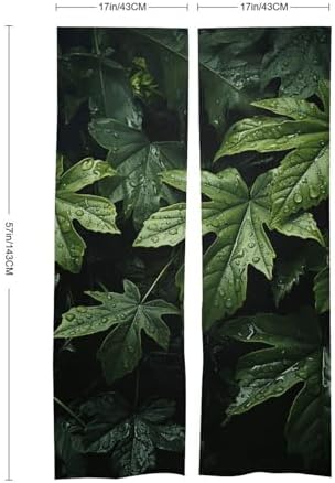 Green Leaves Pattern Door Cover Curtain 57x17 Inches