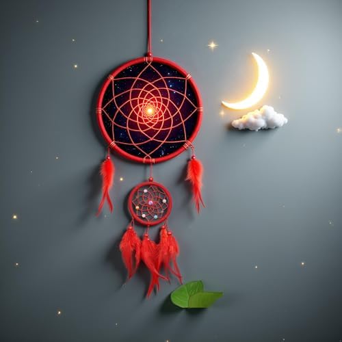 Red Small Dream Catcher Wall Hanging Ornament