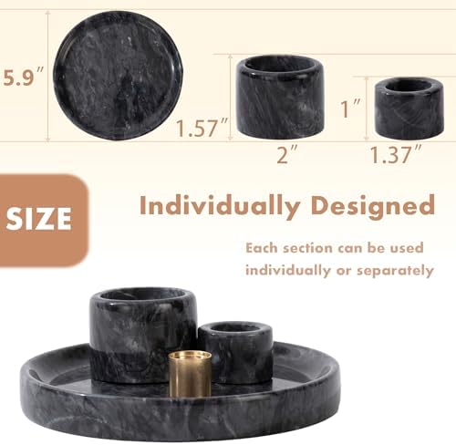 4 in 1 Natural Marble Incense Holder with 9 Holes - Black