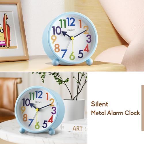 Metal Super Silent Beep Alarm Clock Ice Blue