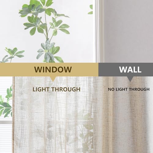 MYSKY HOME Linen Curtains 84 x 40 2 Panels Set