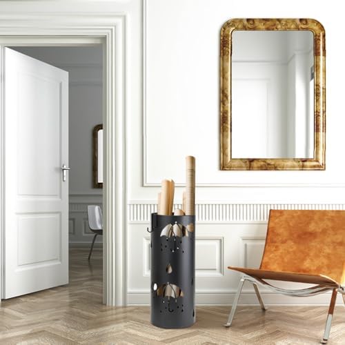 Dibaliyi Metal Umbrella Stand with 2 Hooks for Entryway