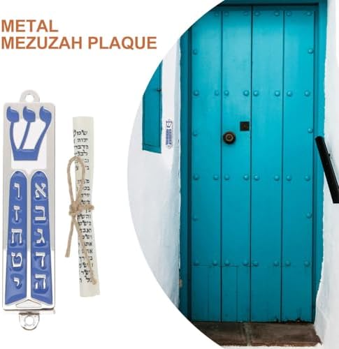 LOGOFUN 4PCS Metal Mezuzah Scroll Set for Home Door
