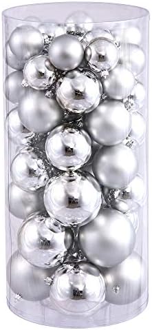 Vickerman Silver Ball Ornament Set Shiny and Matte