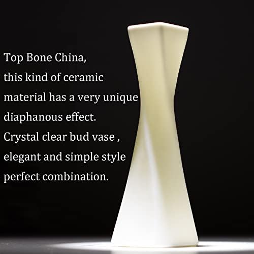 SAIURE White Small Ceramic Bud Vase for Modern Decor