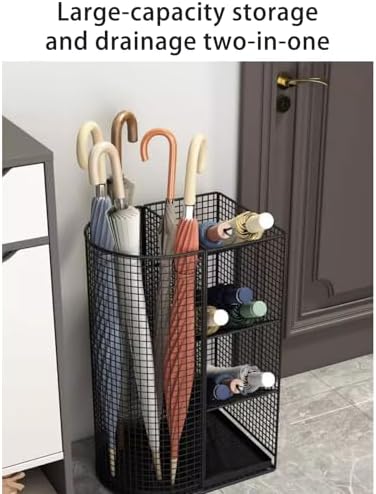 Sturdy Metal Umbrella Stand with Drip Tray for Entryway