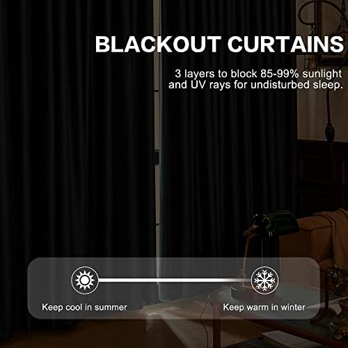 HUTO Grey Pinch Pleat Thermal Curtains 96 Inches Long for Living Room