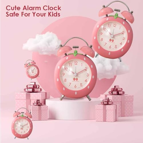 4 Inch Strawberry Alarm Clock for Heavy Sleepers and Kids