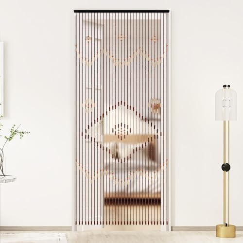 Handmade Bamboo Beaded Curtain - 31 Strands Chocolate Brown