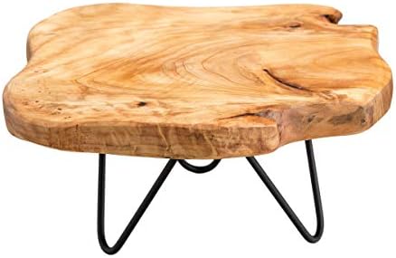 TJ Global Natural Edge Wooden Stand with Hairpin Legs