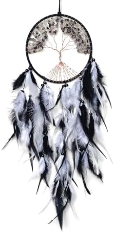Handmade Dream Catcher Wall Decor with Crystal and Feathers